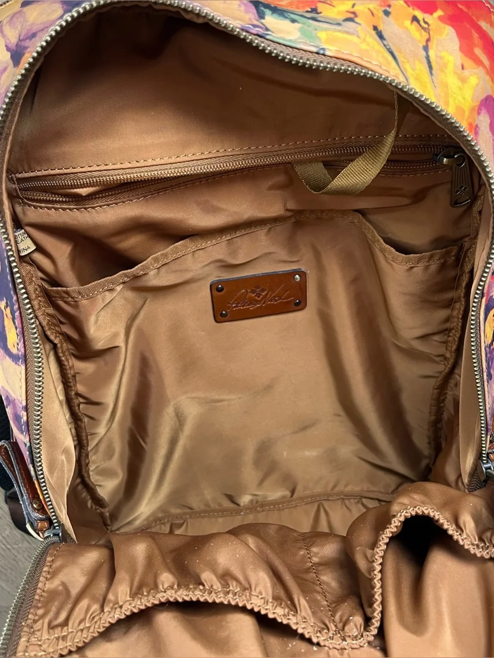 Patricia Nash Karina Backpack Floral Spring Multi Leather Canvas Travel School